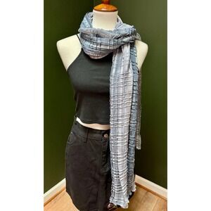 Gray Crinkle Pleated Lightweight Scarf